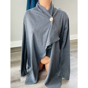 KRL Gray Cardigan Jacket Size S Crossover Button Long Sleeve Elbow Patches F3